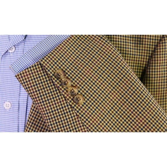 Brooks Brothers Madison Brown/Black/Tan Gingham Check Wool Sportcoat Blazer 42L - Picture 6 of 9